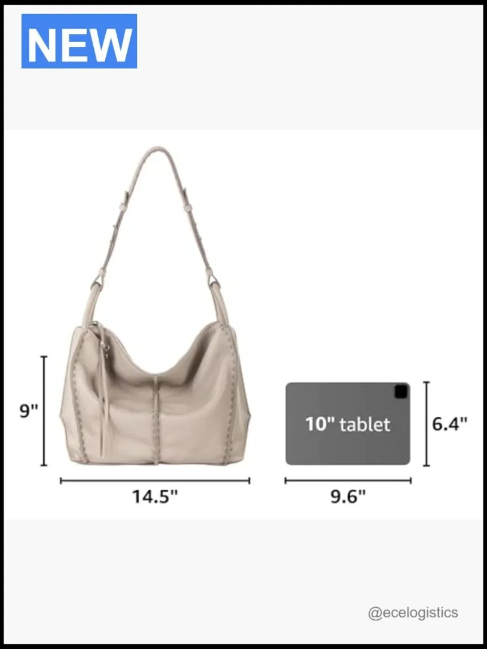 Large Leather Hobo Purse with Zipper Pocket - Everyday Travel Bag